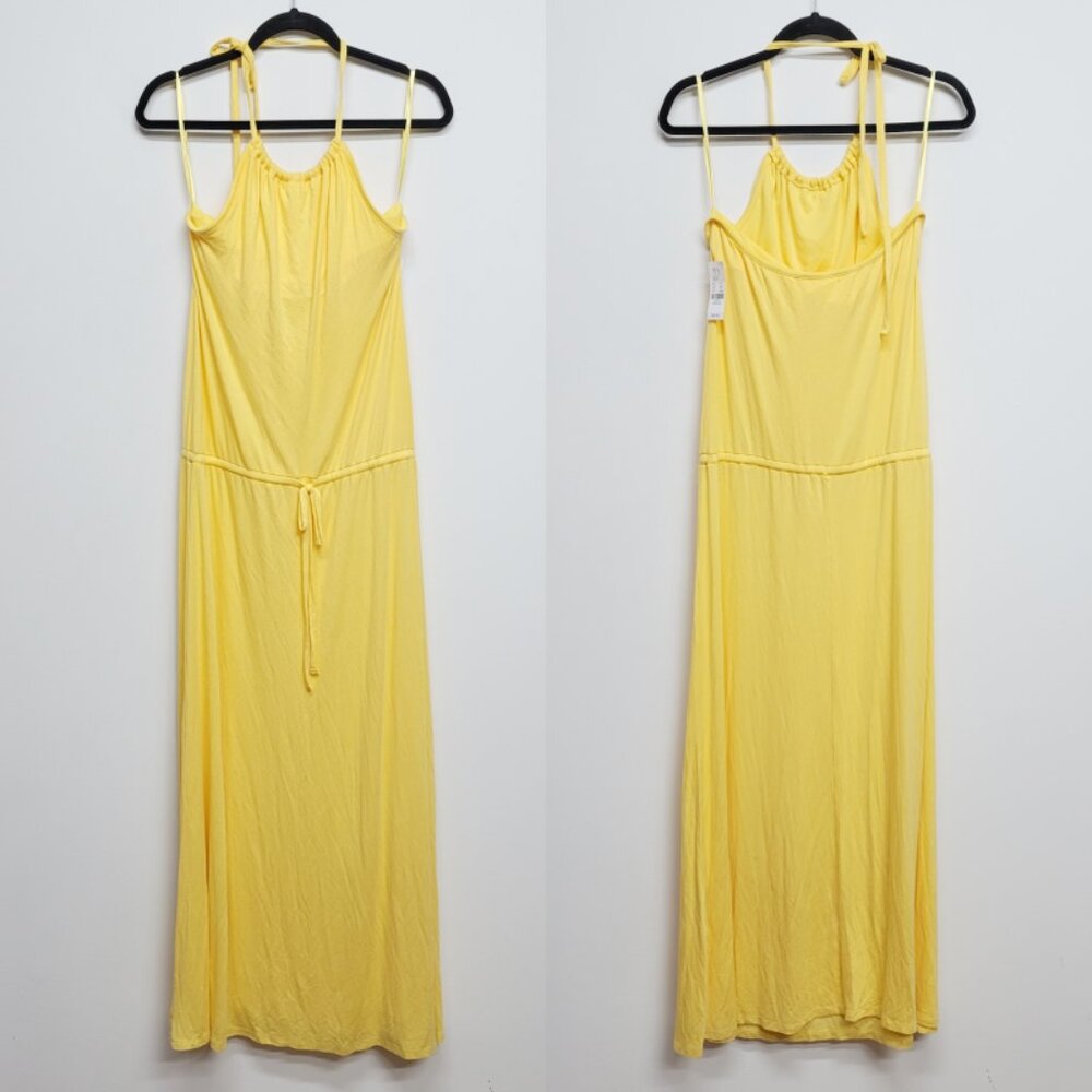 NWT New York & Company Yellow Halter Jersey Maxi Dress M